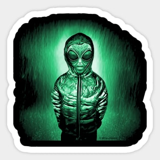 Funny Alien Invader Space UFO Meme Sticker